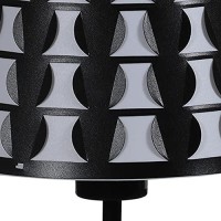 Benjara Plastic Shade Metal Table Lamp With Open Clover Base, Black