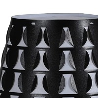 Benjara Plastic Shade Metal Table Lamp With Open Clover Base, Black