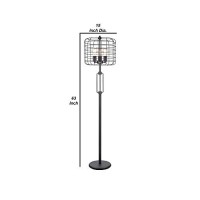 Benjara Cage Design Shade Metal Floor Lamp With Pull Chain Switch, Black