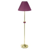 Benjara Stalk Design Metal Floor Lamp With Fabric Pleated Shade, Pink