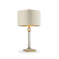 Benjara Table Lamp With Crystal Orb And Metal Stalk Support, Gold