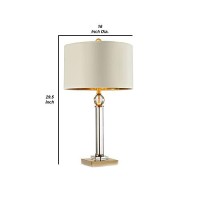 Benjara Table Lamp With Crystal Orb And Metal Stalk Support, Gold