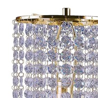 Benjara Metal Stalk Design Table Lamp With Hanging Crystals Shade, Gold