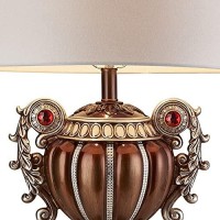 Benjara Trophy Shaped Polyresin Table Lamp With Scroll Handles, Bronze