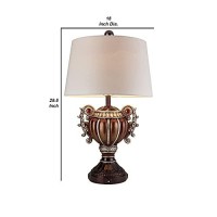 Benjara Trophy Shaped Polyresin Table Lamp With Scroll Handles, Bronze