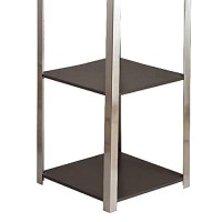 Benjara 2 Shelf Wooden Side Table With Attached Floor Lamp, Silver And Brown