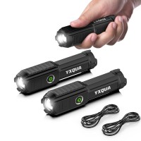 Yxqua 2 Pack Usb Rechargeable Flashlight - Small & Bright Led Mini Flashlights, High Lumens, 4 Modes, Zoomable, The Size Of Pocket Gifts For Kids