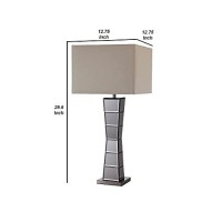 Benjara Table Lamp With Mirrored Tower Design Body, Silver