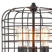 Benjara Cage Design Shade Metal Table Lamp With Pull Chain Switch, Black