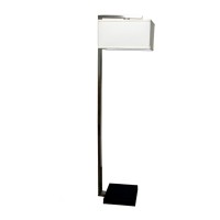 Benjara Metal Frame Support Floor Lamp With Hanging Rectangular Shade, Silver