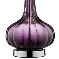 Benjara Onion Shaped Body Glass Table Lamp With Tapered Shade, Purple