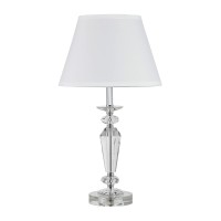 Benjara Turned Tubular Crystal Body Table Lamp, Clear