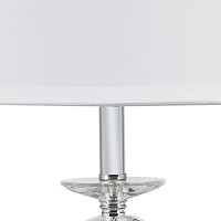 Benjara Turned Tubular Crystal Body Table Lamp, Clear