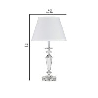 Benjara Turned Tubular Crystal Body Table Lamp, Clear