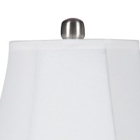 Turned Tubular Metal Body Table Lamp With Empire Shade, Silver