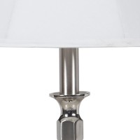 Turned Tubular Metal Body Table Lamp With Empire Shade, Silver