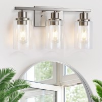 3Light Bathroom Vanity Light Fixtures Brushed Nickel Wall Sconce Lighting Modern Wall Light With Clear Glass Shade Porch Wall