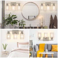 3Light Bathroom Vanity Light Fixtures Brushed Nickel Wall Sconce Lighting Modern Wall Light With Clear Glass Shade Porch Wall