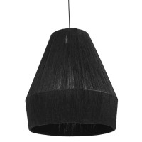 Nativa Living - Ikal Black Jute Pendant Light Fixture - Semi Flush Mount - Contemporary Art Deco For Kitchen, Living Room, Bedroom, Outdoors. (Black Cable)