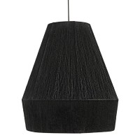 Nativa Living - Ikal Black Jute Pendant Light Fixture - Semi Flush Mount - Contemporary Art Deco For Kitchen, Living Room, Bedroom, Outdoors. (Black Cable)