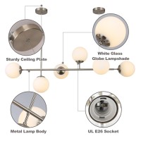 Kco Modern Ceiling Pendant Lighting Midcentury Glass Globes Sputnik Pendant Lamp Led 6Light Hanging Adjustable Chandelier Fo