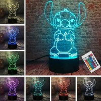 Louhh Stitch Night Light, Stitch Gifts - 3D Led Stitch Toys Intelligent Remote Control Stitch Lamp 16 Color Stitch Light For Christmas Stitch Gifts Children'S Room Decoration Holiday Gifts