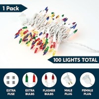 Joiedomi Christmas Lights Outdoor 100 Count Christmas Tree Lights Indoor 213Ft Multicolor String Lights With White Wire Xmas De