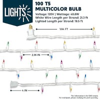 Joiedomi Christmas Lights Outdoor 100 Count Christmas Tree Lights Indoor 213Ft Multicolor String Lights With White Wire Xmas De