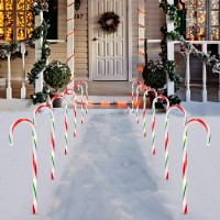 Joiedomi 17?Christmas Candy Cane Pathway Markers Lights With Stake, Set Of 12 Christmas Stakes Outdoor Christmas Decorations Lights For Christmas Holiday Outdoor Decoration