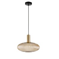 Mzsus 11.8'' Glass Pendant Light,Gold Copper Pendant Light Socket With Amber Glass Pendant Lamp Shade,Led Hanging Lamp (Amber)