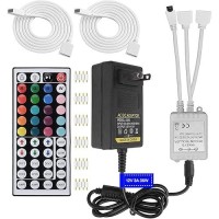 Hwylizg 2Port 44 Key Ir Led Light Remote Rgb Control Box Dc 12V 3A Led Power Supply Led Light Adapter 2 Pack 33Ft Extension