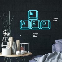 Wasd Neon Sign Fionnuar Led Keyboard Shaped Gaming Playstation Neon Night Light Acrylic For Children Bedroom Wall Decor Party C