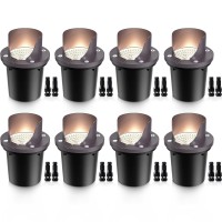 Sunvie 12W Low Voltage Landscape Lights Waterproof Outdoor In-Ground Lights Shielded Led Well Lights 12V-24V Warm White Landscape Lighting For Pathway Garden Fence Deck, 8 Pack With Wire Connectors