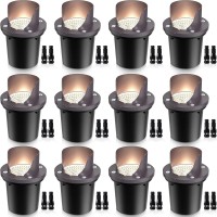 Sunvie 12 Pack Low Voltage Landscape Lights 12W Led Outdoor Inground Waterproof Shielded Well Lights 12V24V Warm White Paver L