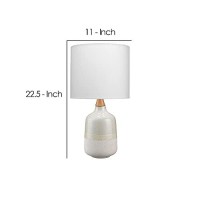 Benjara Table Lamp With Ceramic Bottle Shape Body, Cream