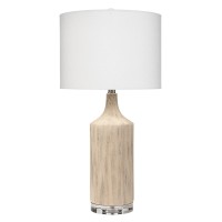 Attract the attention of all the guests with the minimalistic and charming look of this table lamp Featuring textured finish ceramic support with a thick round acrylic base and topped with drum fabric shade complements the look and makes it worth adding t