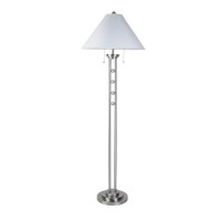 Brighten up your surrounding with the inclusion of this metal constructed floor lamp With tapered fabric shade on top it has pull chain switch which adds to the functionality The tier design round base adds to the strength and durability