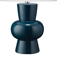 Benjara Table Lamp With Glazed Hourglass Bellied Shaped Body, Blue