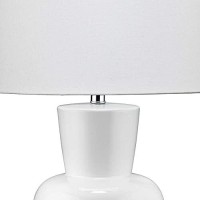 Benjara Table Lamp With Glazed Hourglass Bellied Shaped Body, White