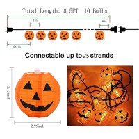 85Ft Halloween Pumpkin Lantern String Lights Plug In Halloween Lights With 10 Mini Jack O Pumpkins Lantern Connectable Orange