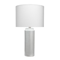 Simplistic yet absolutely enticing this table lamp brings class and elegance to the interior setup The ceramic cylindrical body with textured pattern completes the structure while the fabric shade compliments it in the best possible manner