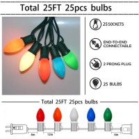 Doratale C9 Christmas Lights 25Ft Multicolored Outdoor String Lights With 26 Ceramic Edison Bulbs1 Spare C9 E17 Base Hangin