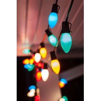 Doratale C9 Christmas Lights 25Ft Multicolored Outdoor String Lights With 26 Ceramic Edison Bulbs1 Spare C9 E17 Base Hangin