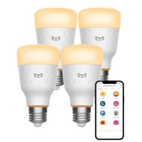 Yeelight Smart Light Bulbs 1S, Dimmable Warm White Alexa Light Bulb, Compatible With Alexa & Homekit And Google Home Assistant, No Hub Required, Voice Control Smart Home Device, A19 Led Bulbs - 4Pack