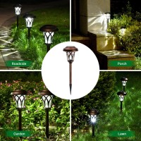 Gigalumi Solar Pathway Lights 6 Pack, Solar Lights Outdoor Garden, Bright Waterproof Metal Solar Yard Lights For Landscape, Lawn, Pathway, Yard, Walkway And Driveway (Cold White, Brown)