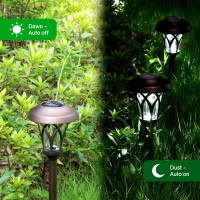 Gigalumi Solar Pathway Lights 6 Pack, Solar Lights Outdoor Garden, Bright Waterproof Metal Solar Yard Lights For Landscape, Lawn, Pathway, Yard, Walkway And Driveway (Cold White, Brown)