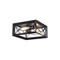 Bestshared Industrial Flush Mount Lighting Fixture, Farmhouse Flush Mount Close To Ceiling Lights,For Kitchen Bedroom Foyer Hallway Stairway Entryway (Black, 5.5