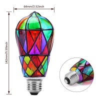 Kitmose 4 Pack Stained Glass Light Bulbs, Led Edison Light Bulb E26 3.5W Replacement Light Bulbs Tiffany Style For Bedroom Living Room Home Christmas Decoration