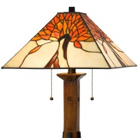 Table Lamp With Tiffany Shade And Floral Accent, Multicolor