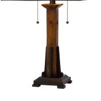 Table Lamp With Tiffany Shade And Floral Accent, Multicolor